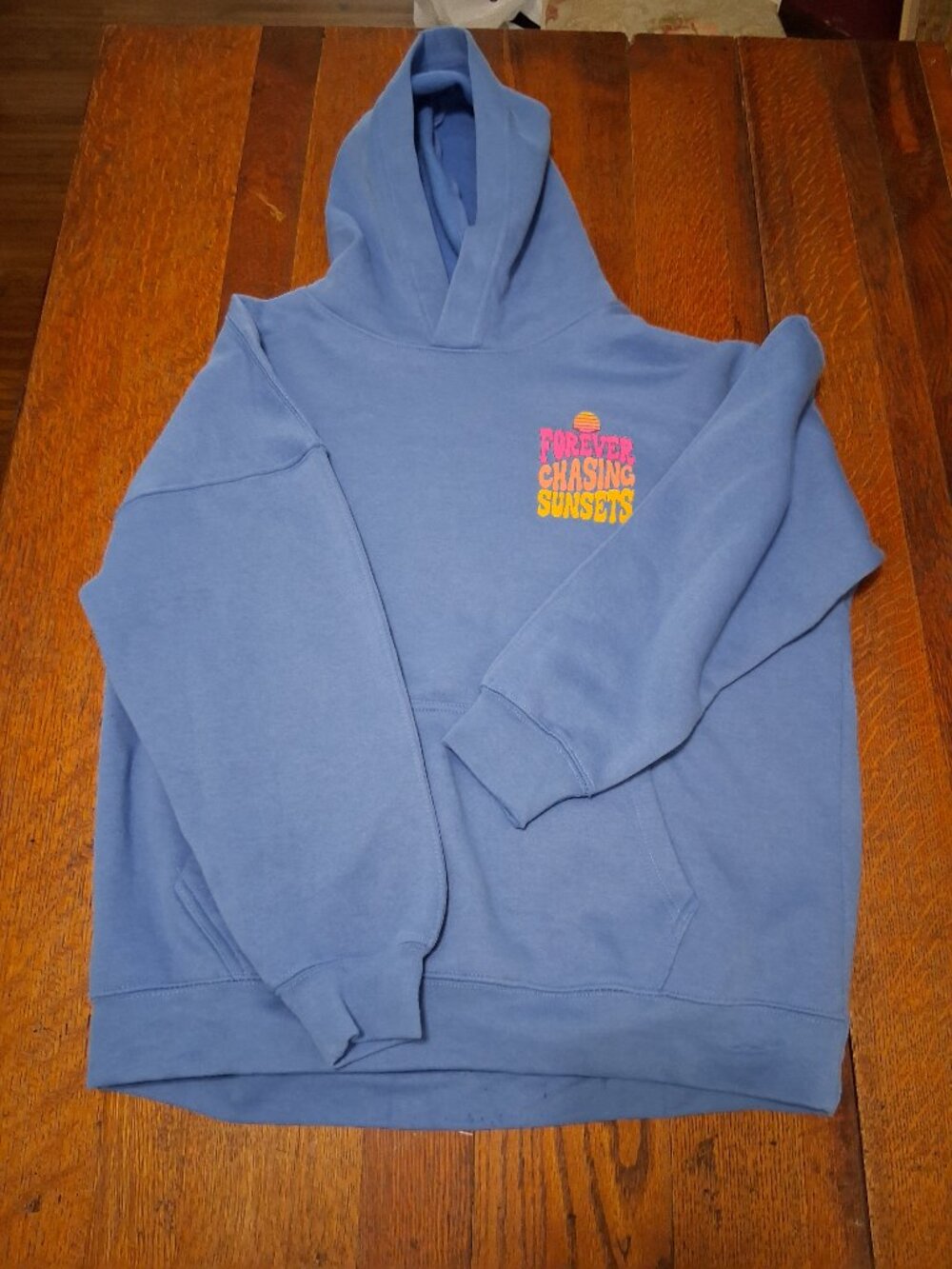 Forever Chasing Sunsets Honeymoon Island Florida Medium Blue Hoodie Beach Bum